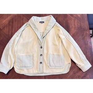 Blue Blush Women's Chartreuse Soft Fleece Oversized Button-Up Cardigan Medium